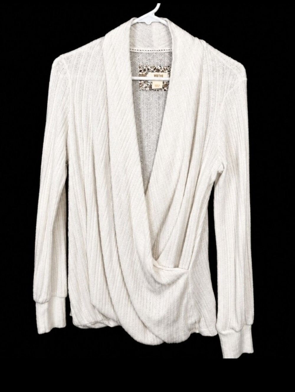 Maeve White Deep V Faux Wrap Sweater Small (7122)